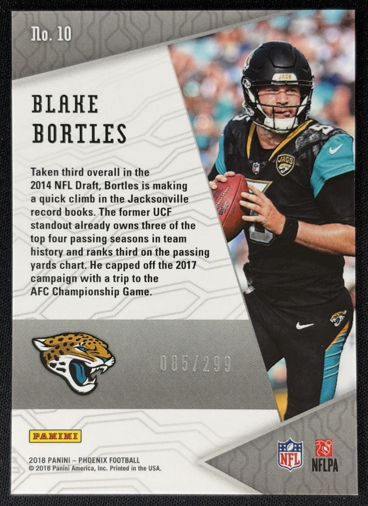 Blake Bortles 2018 Panini Phoenix QB Vision Red /299 Jaguars back