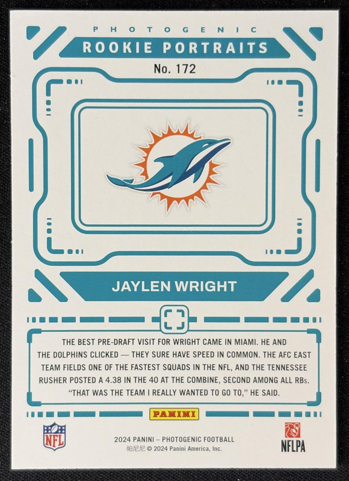 Jaylen Wright 2024 Panini Photogenic Dolphins