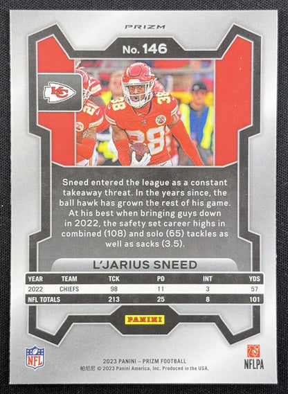 L'Jarius Sneed 2023 Panini Prizm Green Wave Chiefs