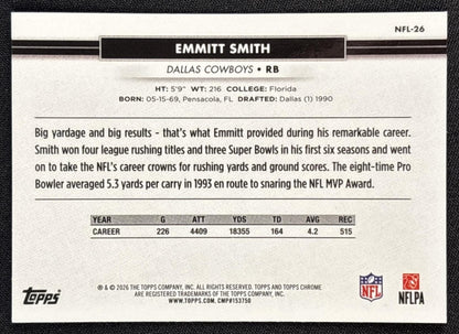 Emmitt Smith 2026 Topps NSCC Collection NFL Cowboys Sports Trading Cards