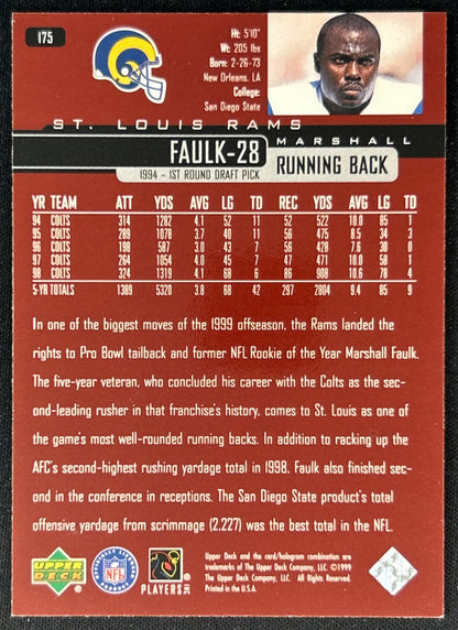 Marshall Faulk 1999 Rams Sports Trading Card