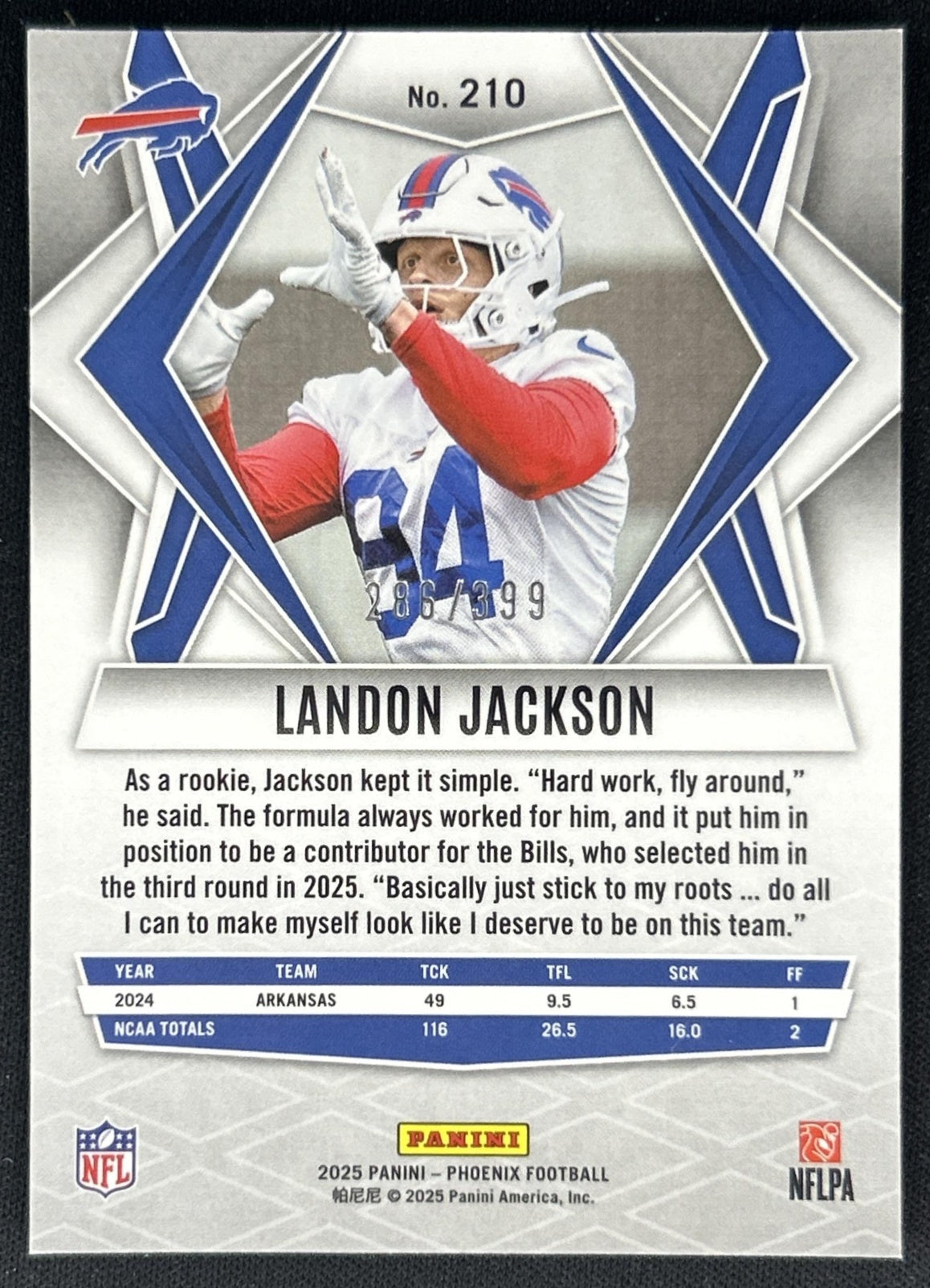 Landon Jackson 2025 Panini Phoenix Red Winter Prizm /399 Bills