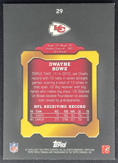 Dwayne Bowe 2011 Topps Triple Threads Ruby /25 Chiefs Sports Trading Cards