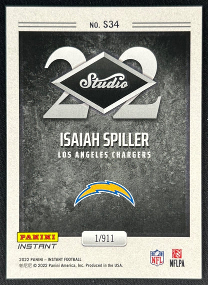Isaiah Spiller 2022 Instant Studio Rookies Chargers Sports Trading Card
