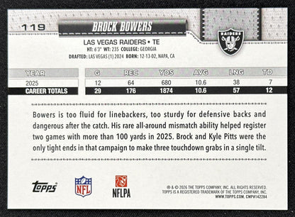 Brock Bowers 2026 Topps Flagship Fanatics Foil Raiders