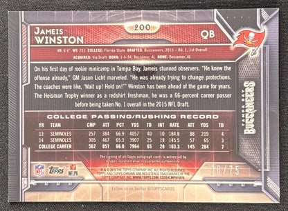 Jameis Winston 2015 Topps Chrome Rookie Auto Pink Refractor /75 Buccaneers
