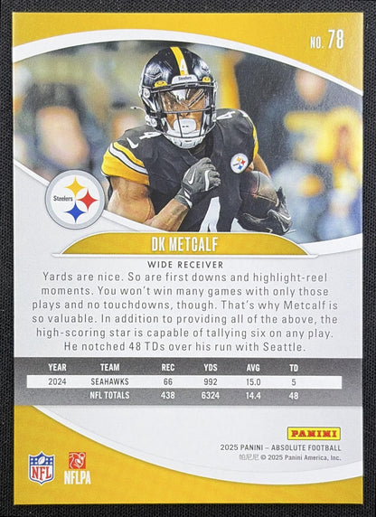 DK Metcalf 2025 Panini Absolute Orange Mosaic /825 Steelers back