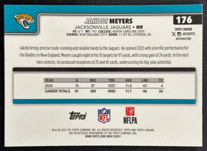 Jakobi Meyers 2025 Topps Chrome Refractor Jaguars Sports Trading Card
