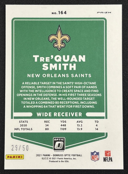 Tre Quan Smith 2021 Panini Donruss Optic Purple /50 Saints Sports Trading Card