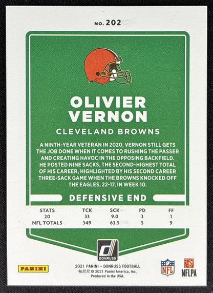 Olivier Vernon 2021 Panini Donruss Press Proof Premium Browns Sports Trading Card