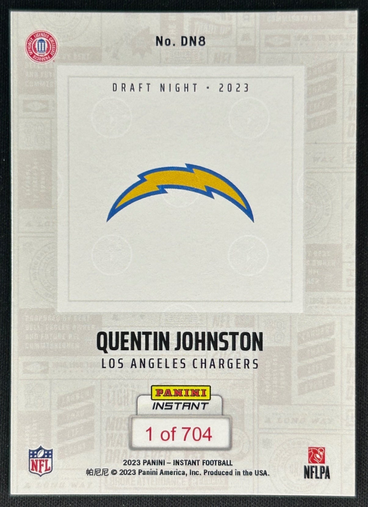 Quentin Johnston 2023 Instant NFL Draft Night Chargers back