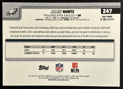 Jalen Hurts 2025 Topps Chrome Neon Pulse Refractor Eagles - Philadelphia Eagles