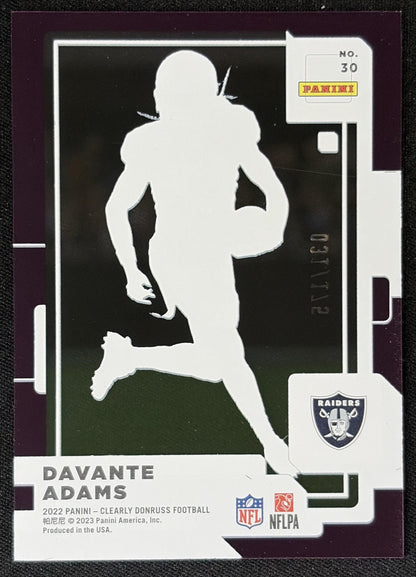 Davante Adams 2022 Panini Clearly Donruss Purple /175 Raiders