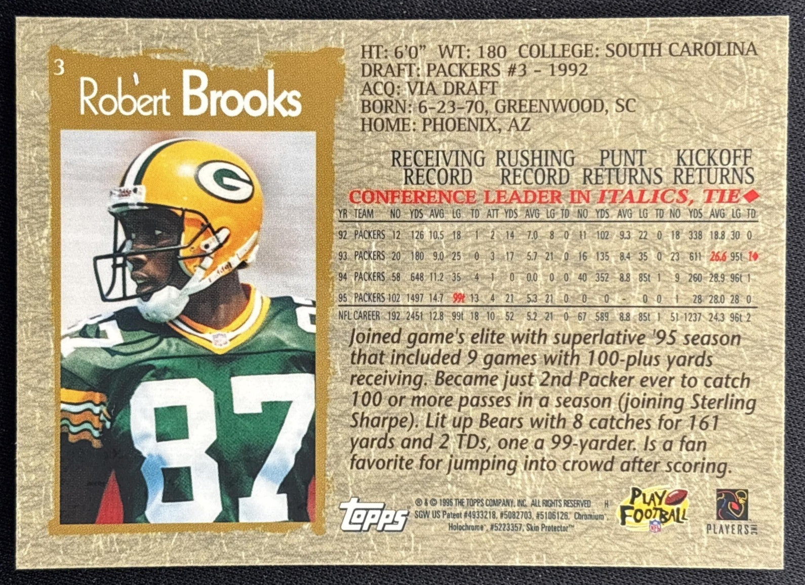 Robert Brooks 1996 Topps Chrome Packers Sports Trading Cards