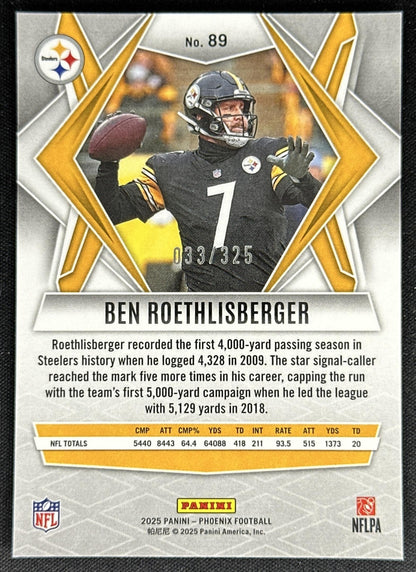 Ben Roethlisberger 2025 Panini Phoenix Light Blue Lava Prizm /325 Steelers