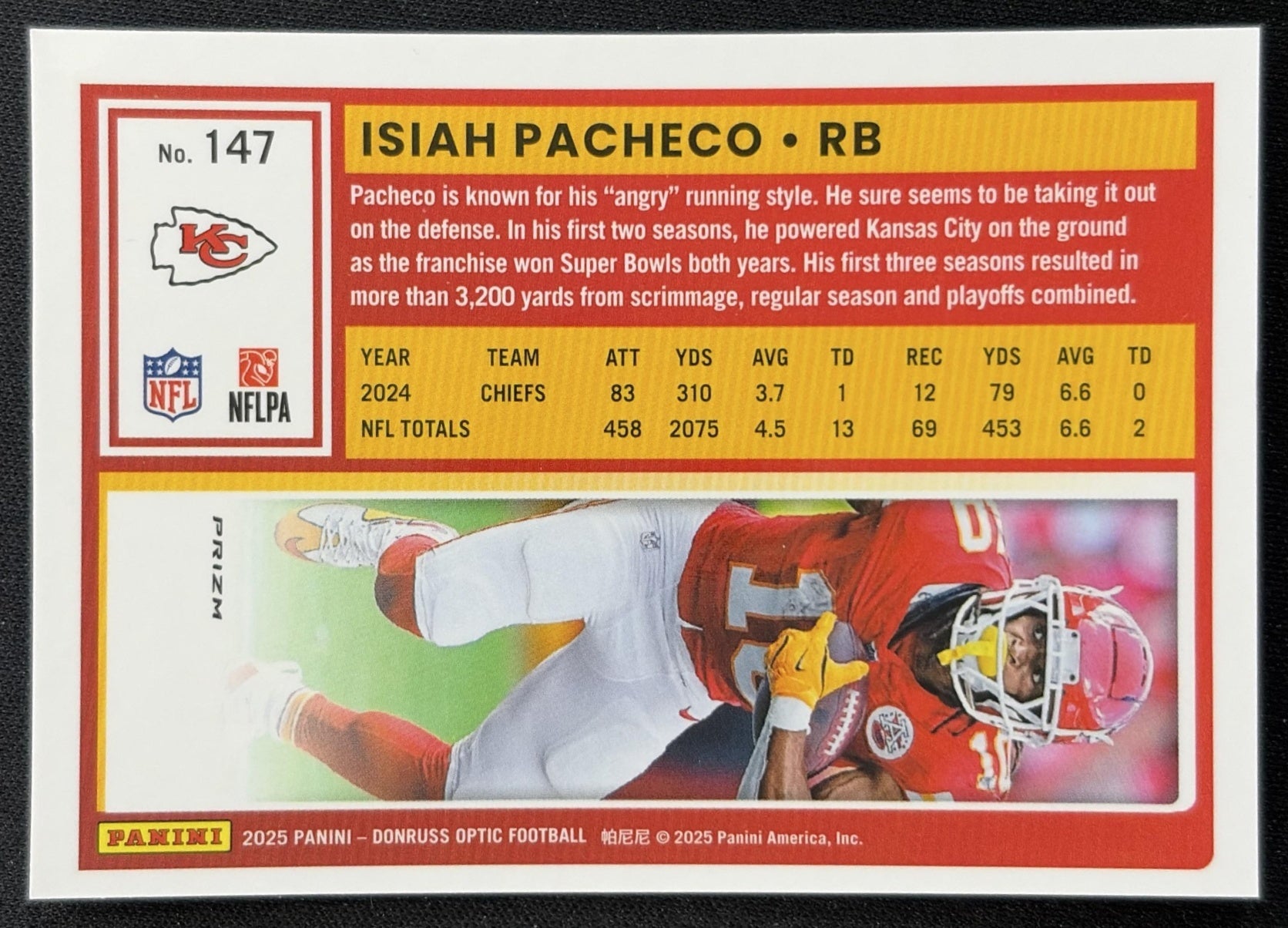 Isiah Pacheco 2025 Panini Donruss Optic Stars Prizm Chiefs Football