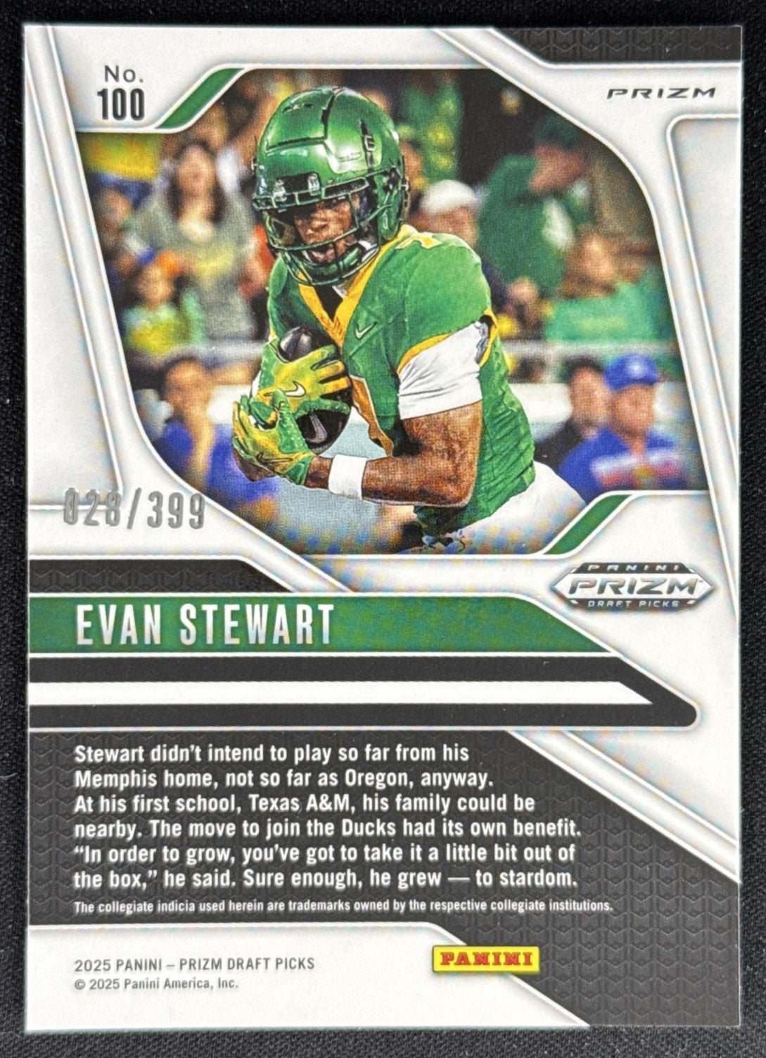 Evan Stewart 2025 Panini Prizm Draft Picks Red /399 Ducks
