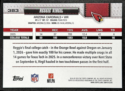 Reggie Virgil 2026 Topps Cardinals Sports Trading Cards