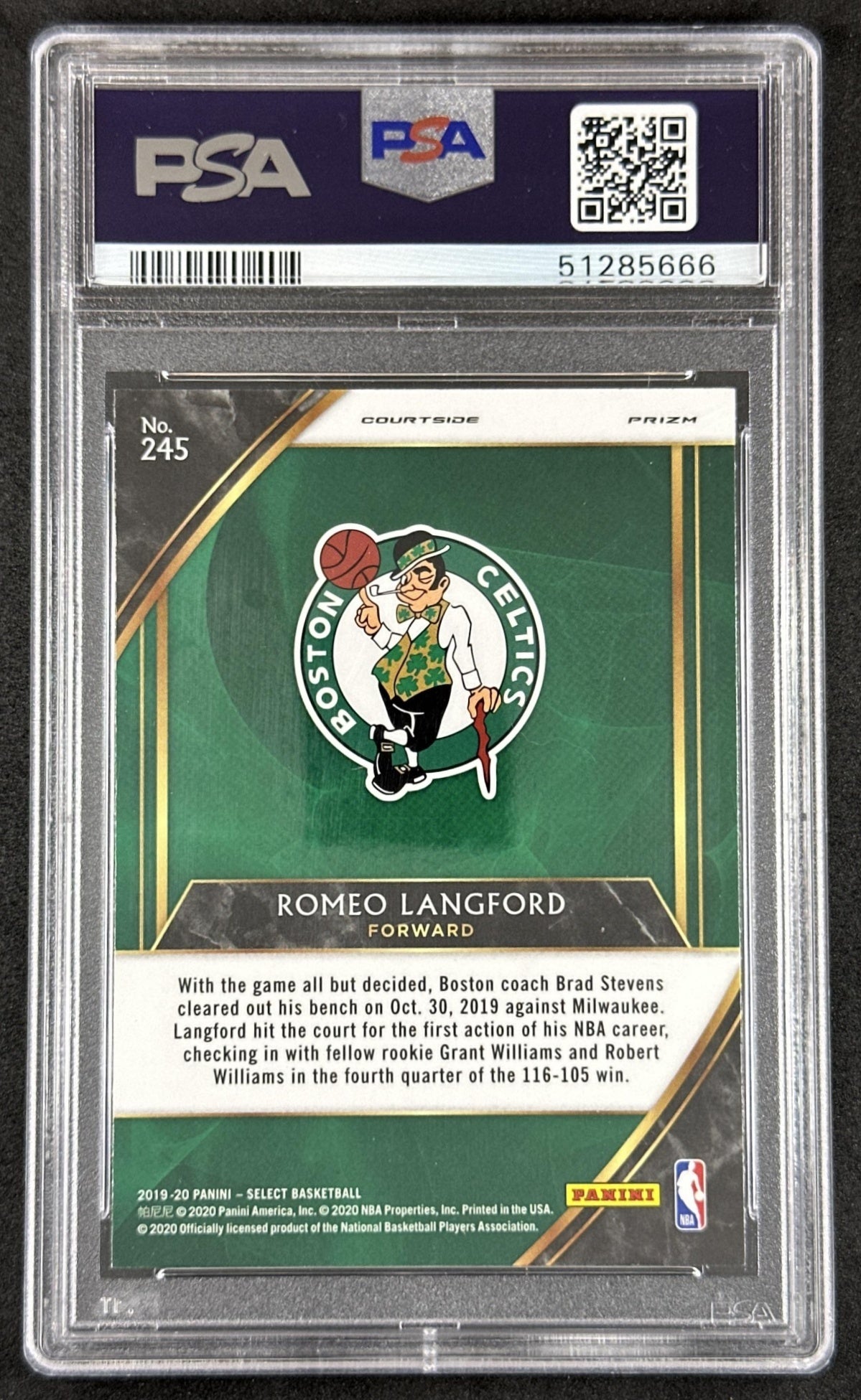 Romeo Langford 2019 Panini Select Silver Prizms PSA 10