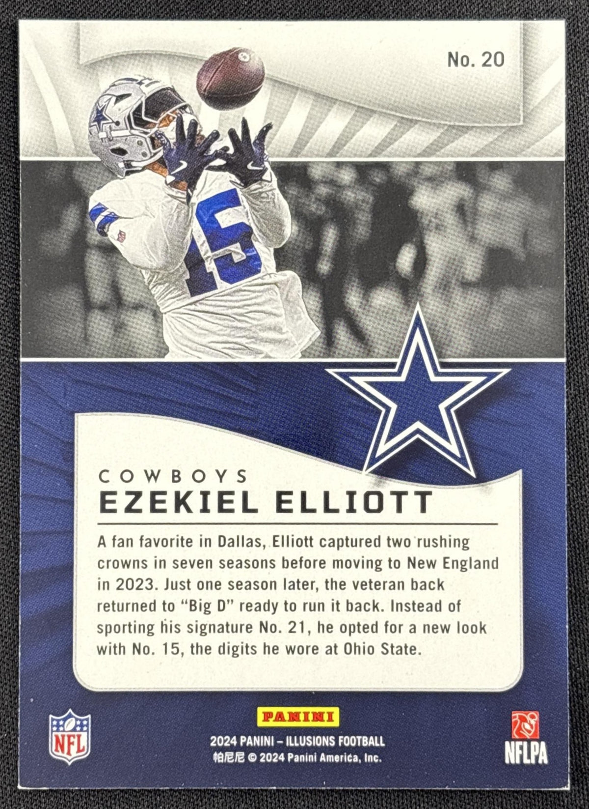 Ezekiel Elliott 2024 Panini Illusions Light Blue Trophy Collection /249 Cowboys