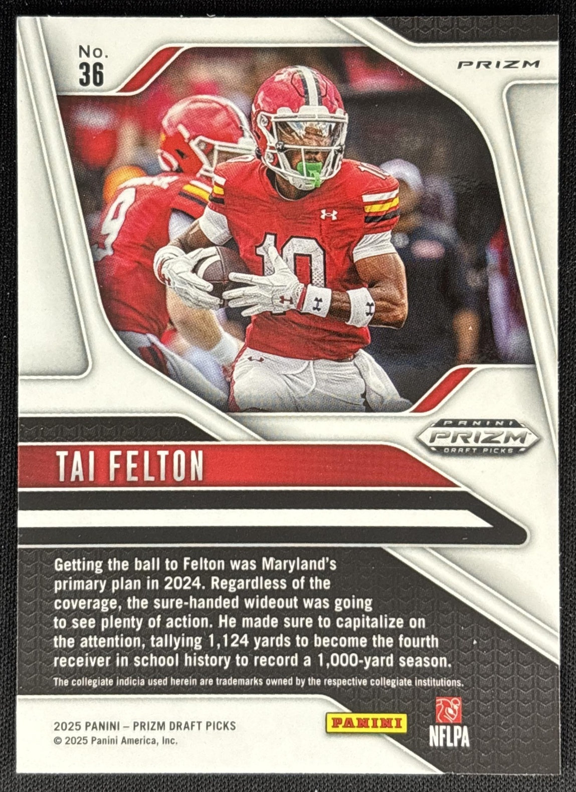 Tai Felton 2025 Panini Prizm Draft Picks Red Ice Terrapins Vikings Sports Trading Cards