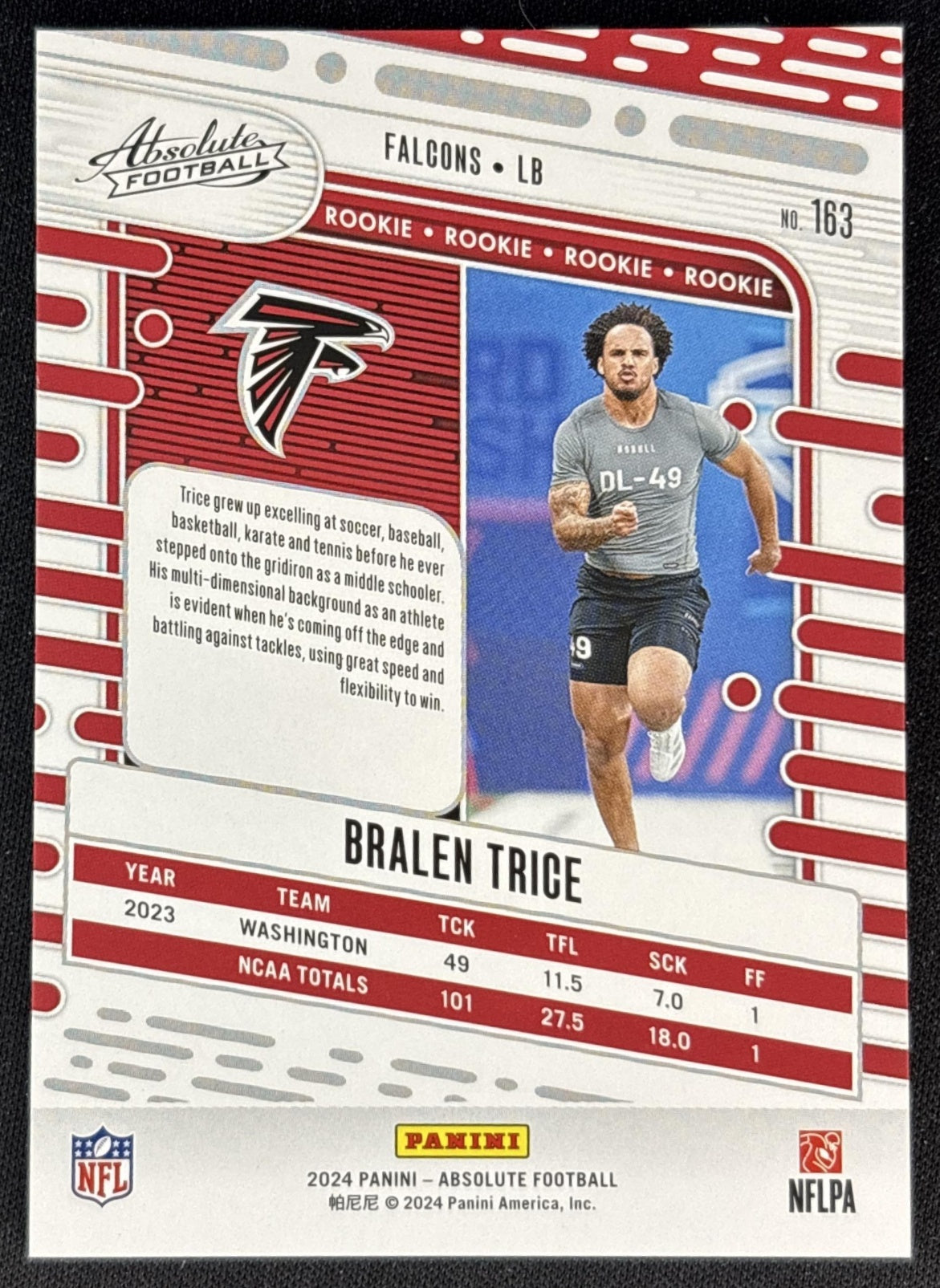 Bralen Trice 2024 Panini Absolute Rookies Spectrum /350 Falcons back