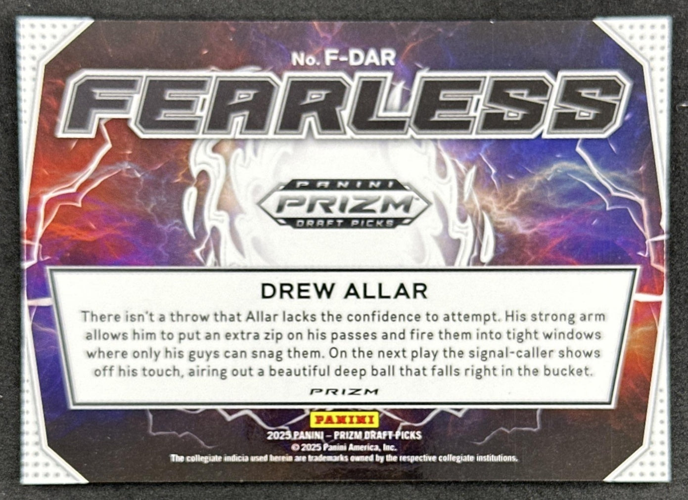 Drew Allar 2025 Panini Prizm Draft Picks Red Ice Nittany Lions Steelers - Back