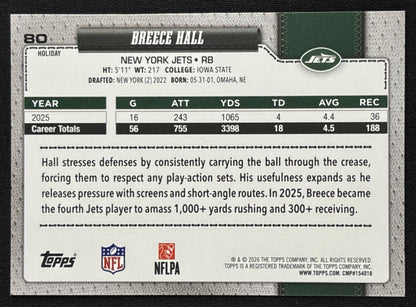 Breece Hall 2026 Topps Holiday Glitter Jets | New York Jets