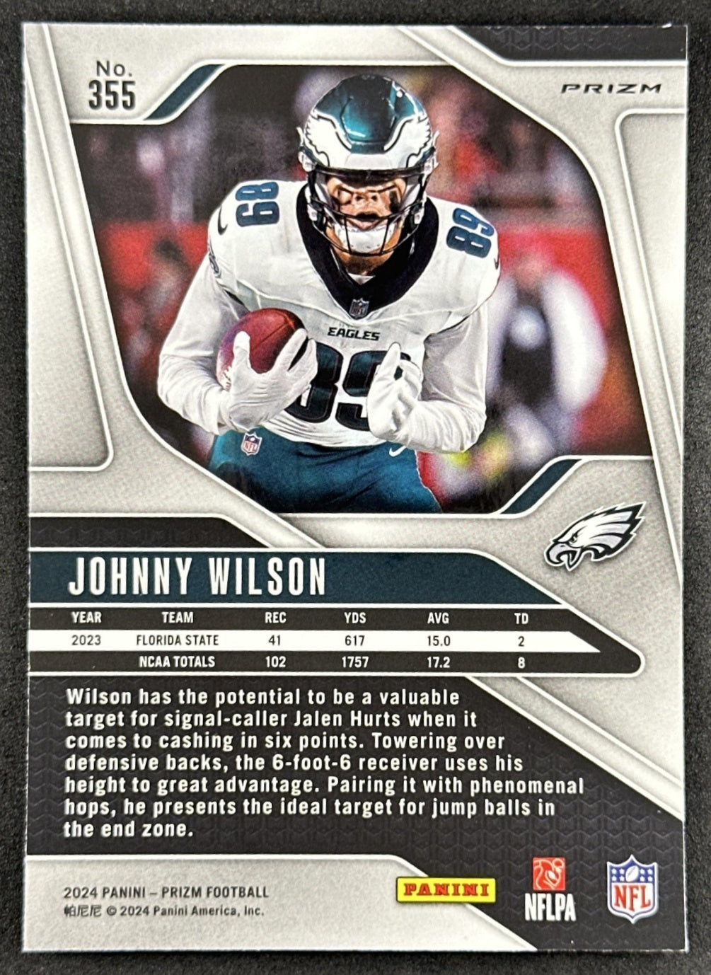 Johnny Wilson 2024 Panini Prizm Silver Eagles Sports Trading Cards