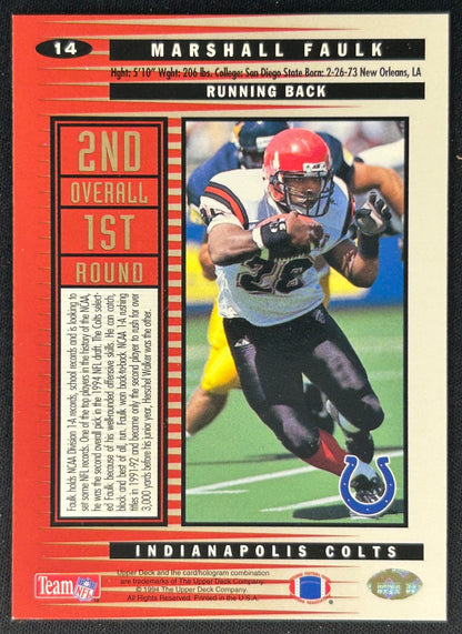 Marshall Faulk 1994 Collector's Choice Silver Colts Sports Trading Cards