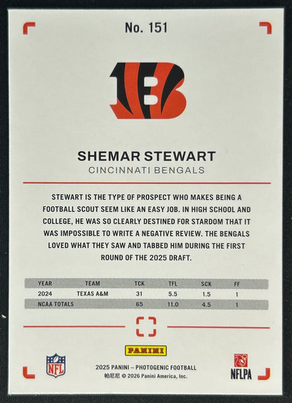 Shemar Stewart 2025 PhotoGenic Rookies Bengals Sports Trading Cards
