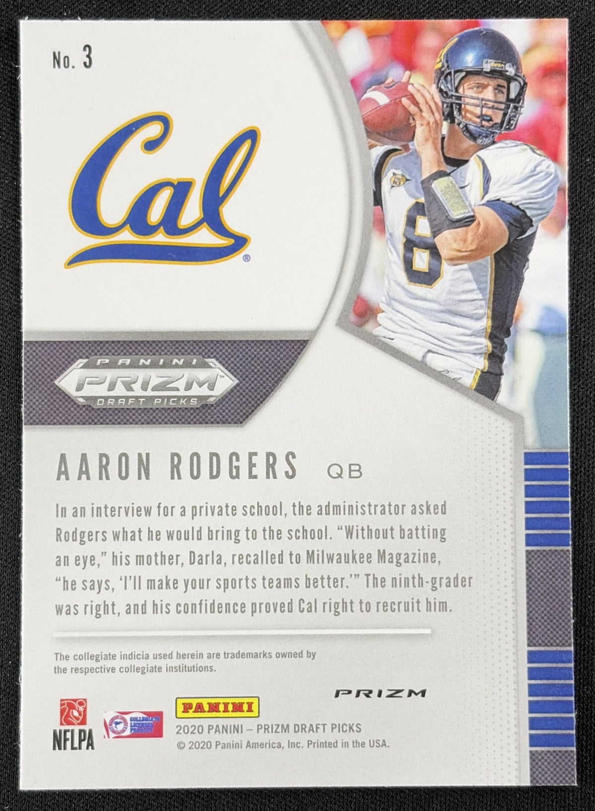 Aaron Rodgers 2020 Panini Prizm Draft Picks Prizms Red Golden Bears