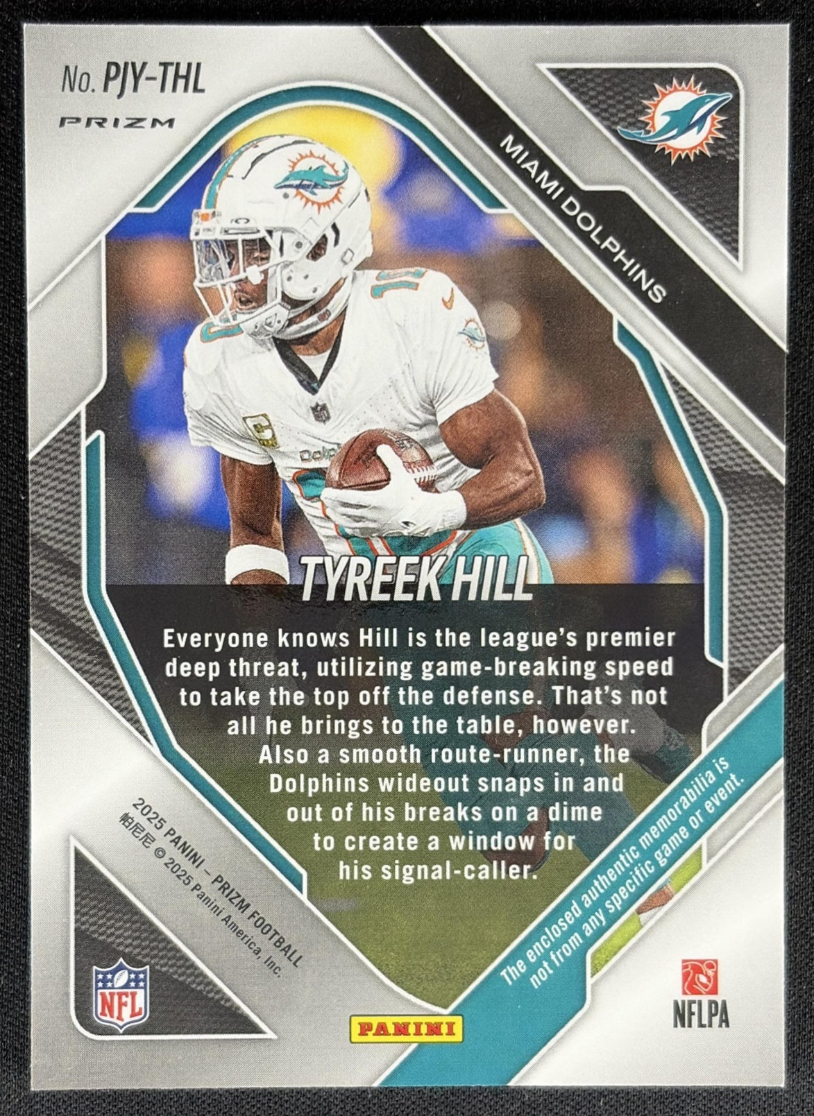 Tyreek Hill 2025 Panini Prizm Premier Jerseys Neon Green Pulsar Dolphins