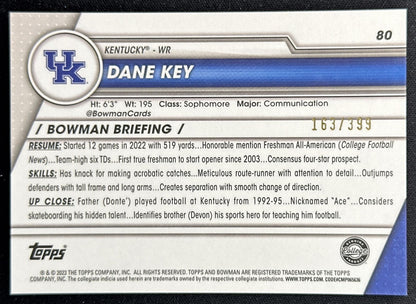 Dane Key 2023 University Chrome Purple Mini Diamond Refractor /399 Wildcats back