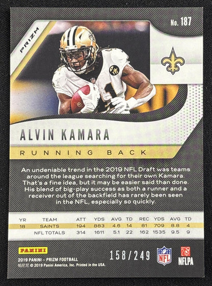 Alvin Kamara 2019 Panini Prizm Orange Prizm /249 Saints Sports Trading Card
