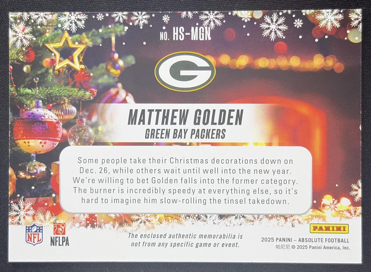 Matthew Golden 2025 Panini Absolute Holiday Suit Packers