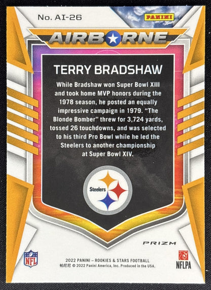 Terry Bradshaw 2022 Panini Rookies & Stars Airborne Red Plaid Steelers Sports Trading Cards