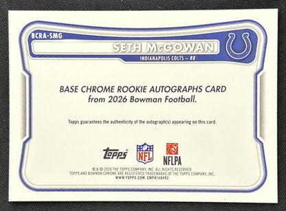Seth McGowan 2026 Bowman Chrome Rookie Auto Colts