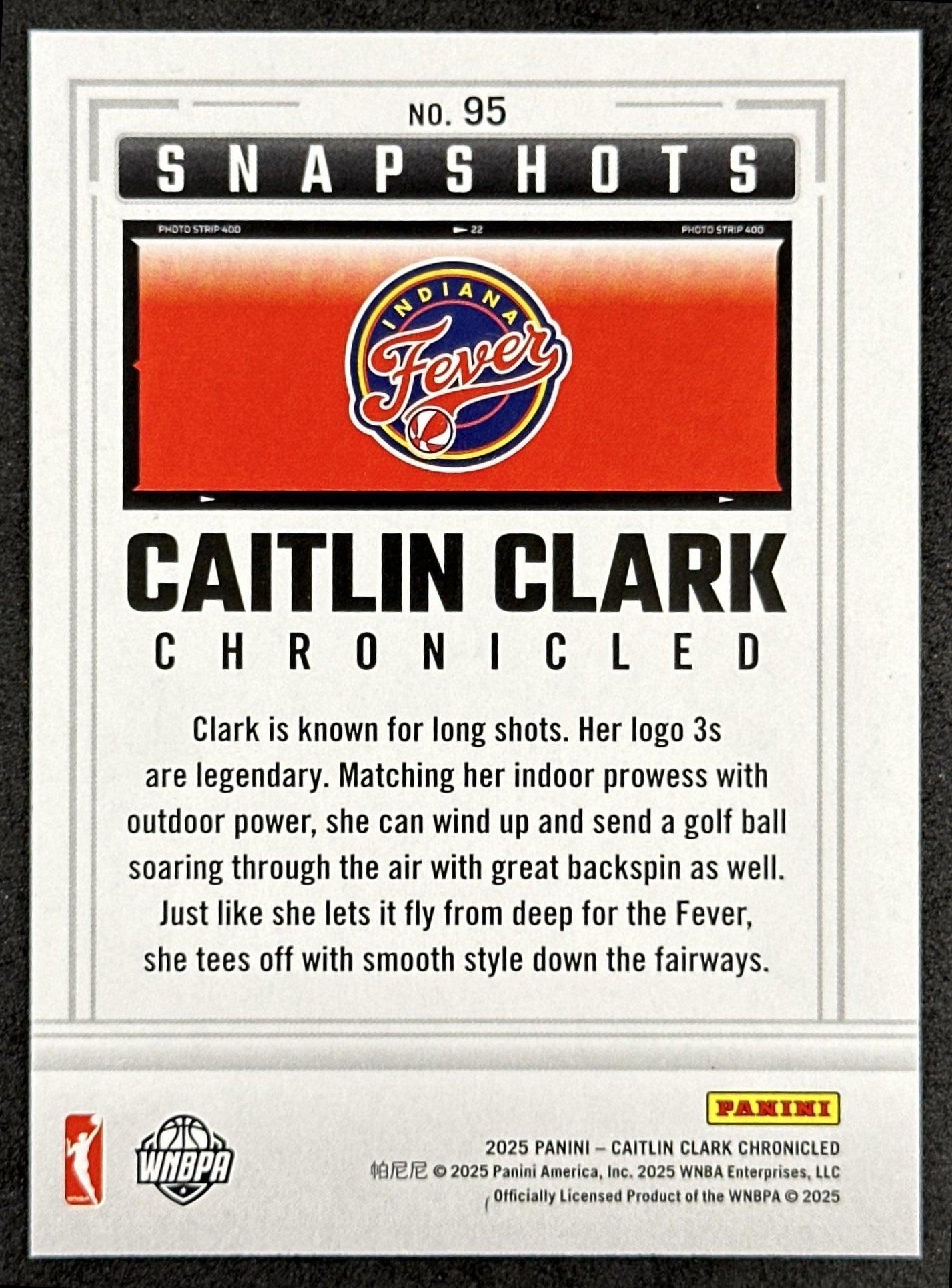 Caitlin Clark 2025 Panini Chronicled Snap Shots Red Cracked Ice Fever 95 Indiana Fever