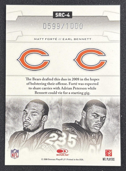 Matt Forte Earl Bennett 2008 Leaf Rookies & Stars Studio Combos /1000 Bears