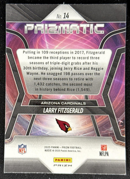 Larry Fitzgerald 2025 Panini Prizm Prizmatic Green Cardinals Sports Trading Card