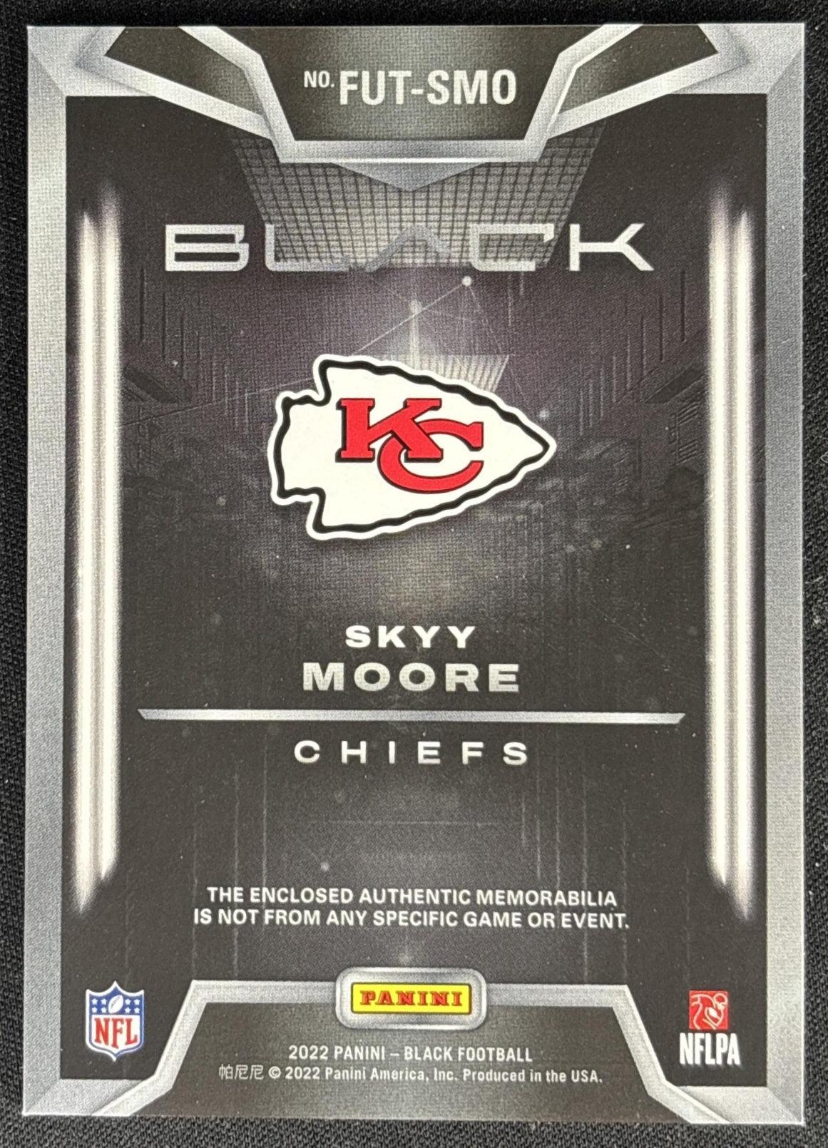 Skyy Moore 2022 Panini Black Futuristic Silver /99 Chiefs