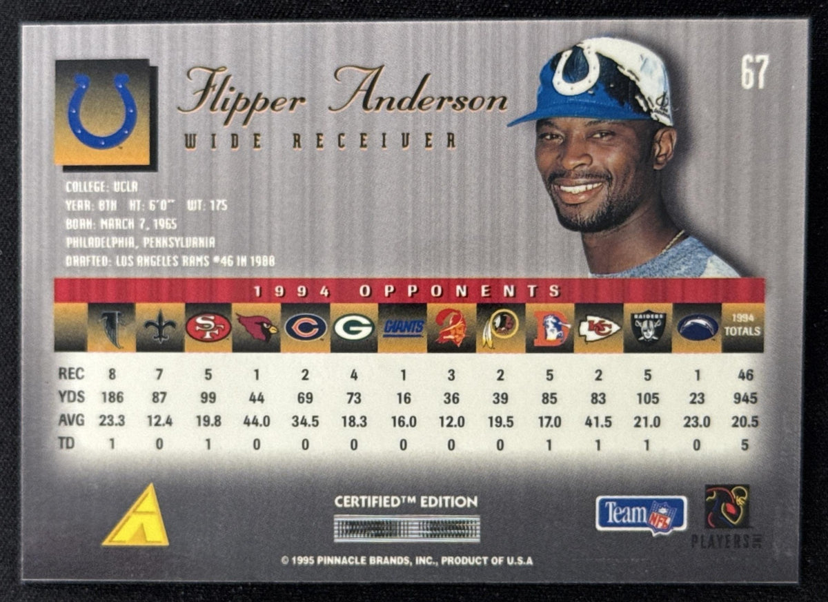 Flipper Anderson 1995 Pinnacle Select Certified Colts Sports Trading Card