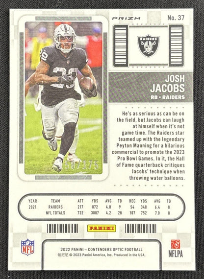 Josh Jacobs 2022 Panini Contenders Optic Red /175 Raiders Sports Trading Card