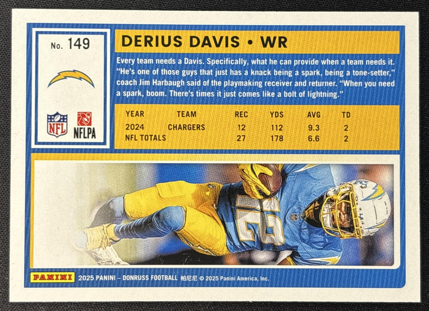 Derius Davis 2025 Panini Donruss Season Stat Line /276