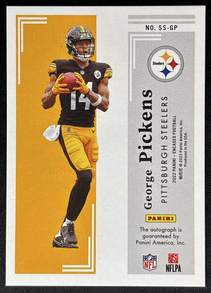George Pickens 2022 Panini Encased Scripted Signatures Gold /25 Steelers Sports Trading Cards