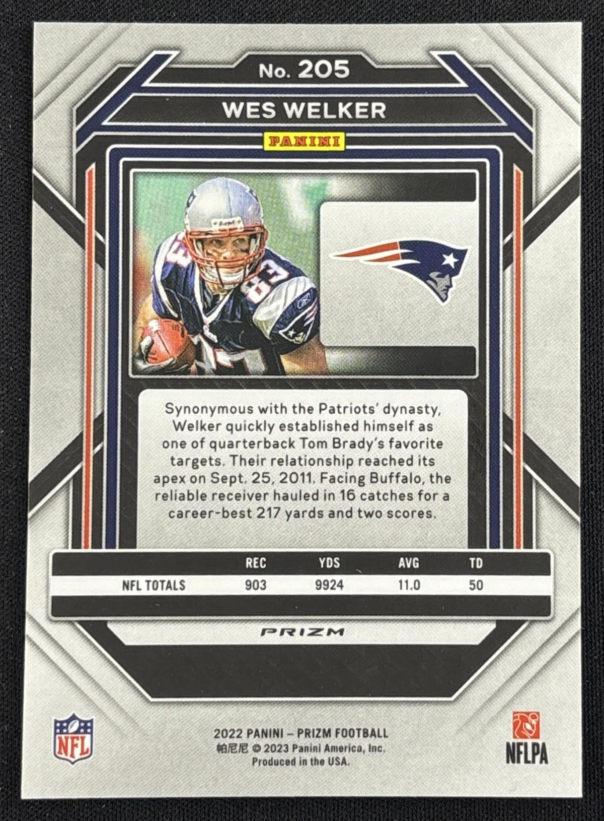 Wes Welker 2022 Panini Prizm Orange Ice Patriots Sports Trading Card
