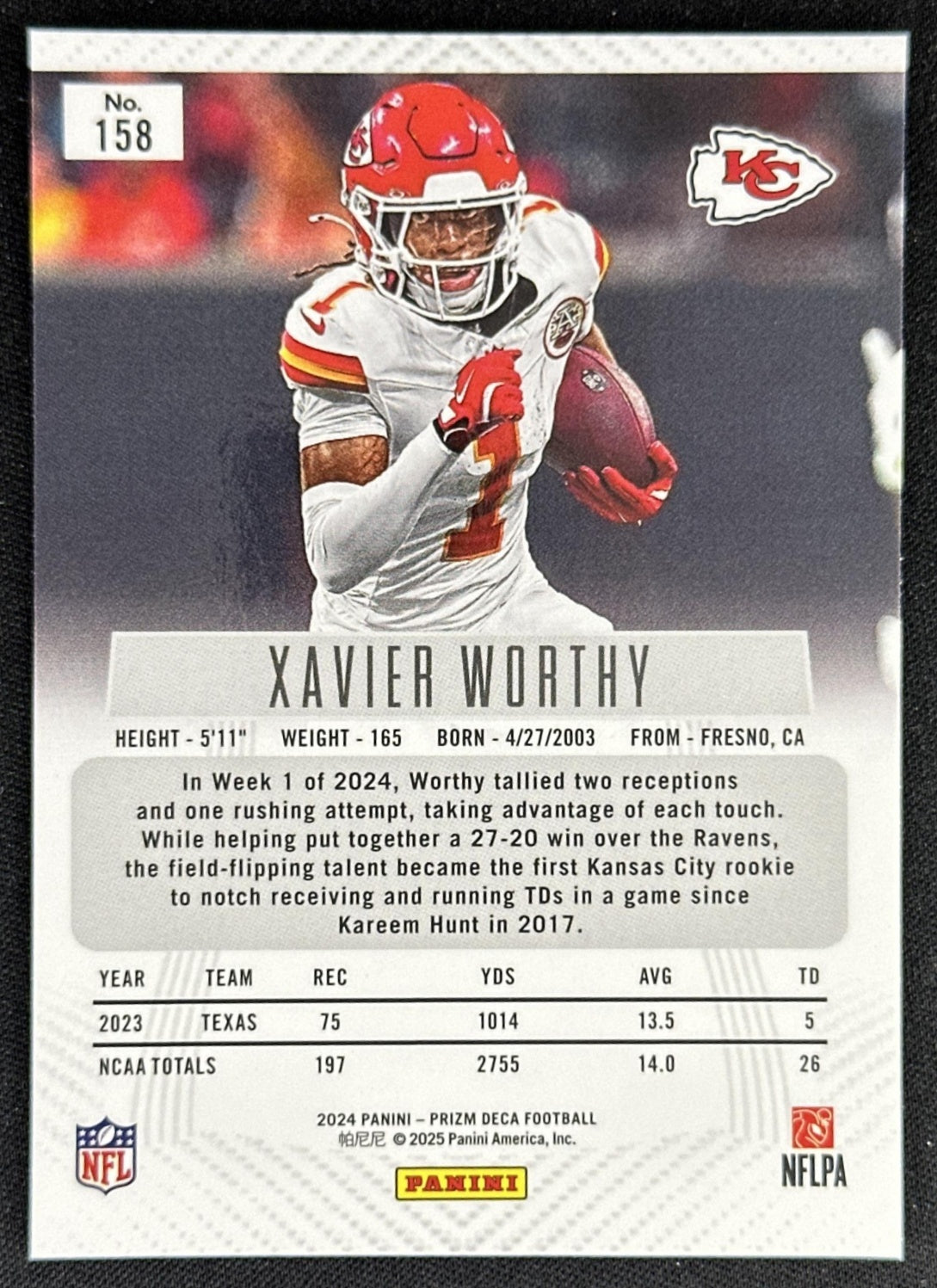 Xavier Worthy 2024 Panini Prizm Deca Chiefs