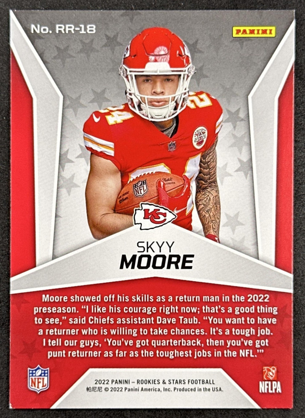 Skyy Moore Rookie Rush 2022 Rookies & Stars Chiefs back sports trading card
