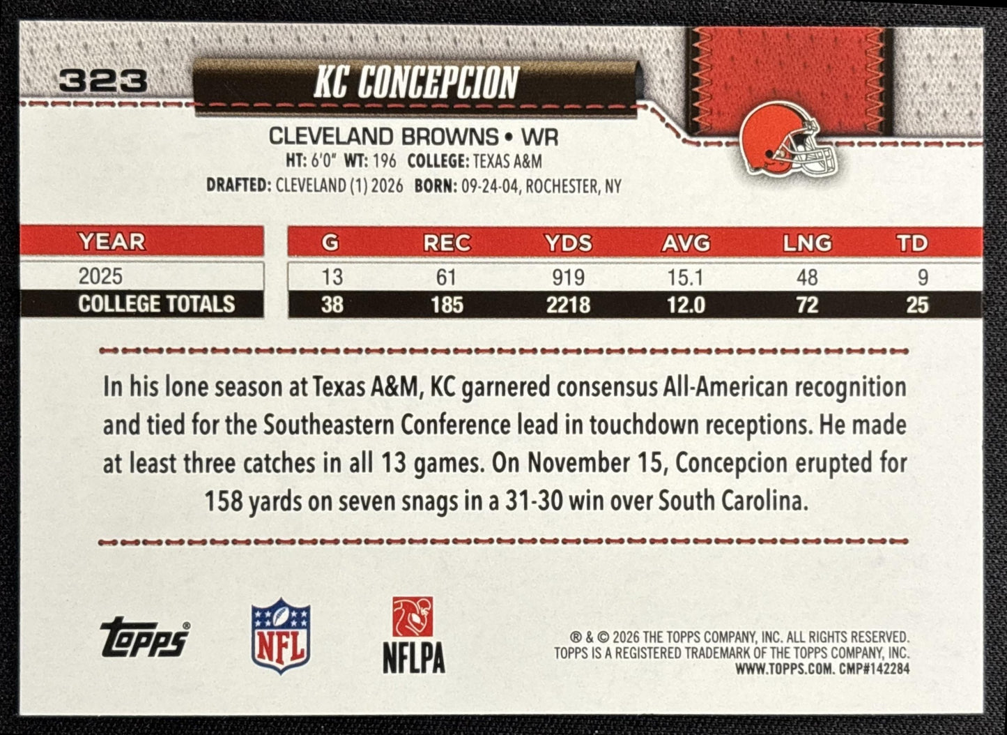 KC Concepcion 2026 Topps Rainbow Foil Browns